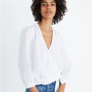 Madewell Wrap Top in Eyelet White